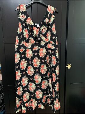 April Cornell Black Wrap Maxi Dress 2X plus size floral Cottagecore